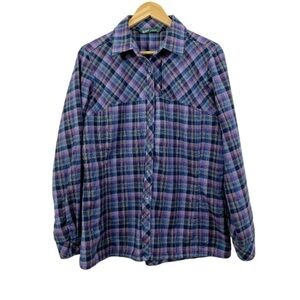 Woolrich Long Sleeve Plaid Shirt Blue & Purple Size Large